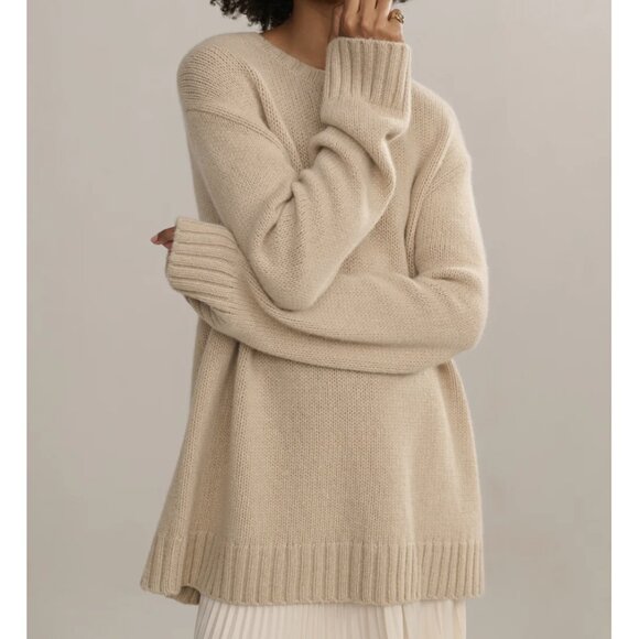 Jenni Kayne Sweaters - Jenni Kayne Amelia Cashmere Crewneck Knit Sweater 2X Oversized Warm Sand